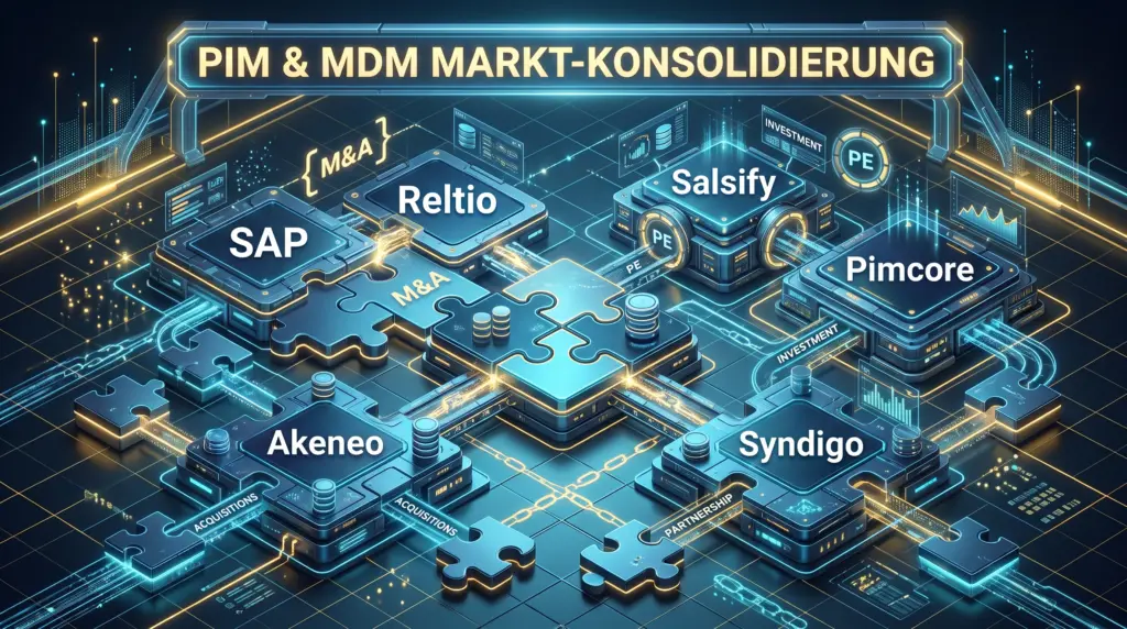 PIM- und MDM-Marktkonsolidierung 2026: SAP, Reltio, Salsify, Pimcore, Akeneo und Syndigo als verbundene Puzzleteile