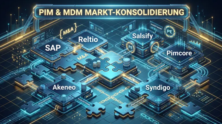 PIM- und MDM-Marktkonsolidierung 2026: SAP, Reltio, Salsify, Pimcore, Akeneo und Syndigo als verbundene Puzzleteile